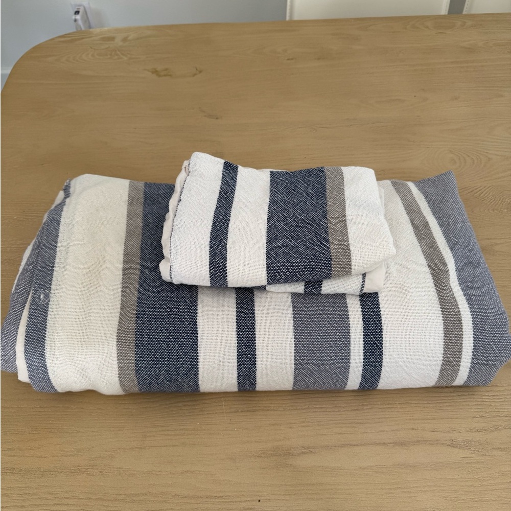 Duvet Cover- Full- blue & white striped with 2 standard pillowcase shams
